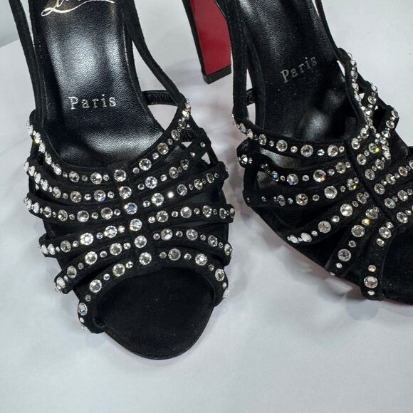 Christian Louboutin Vegastrassima 100 Crystal Heel Slingbacks Size 35.5/US 5.5 - Picture 8 of 8